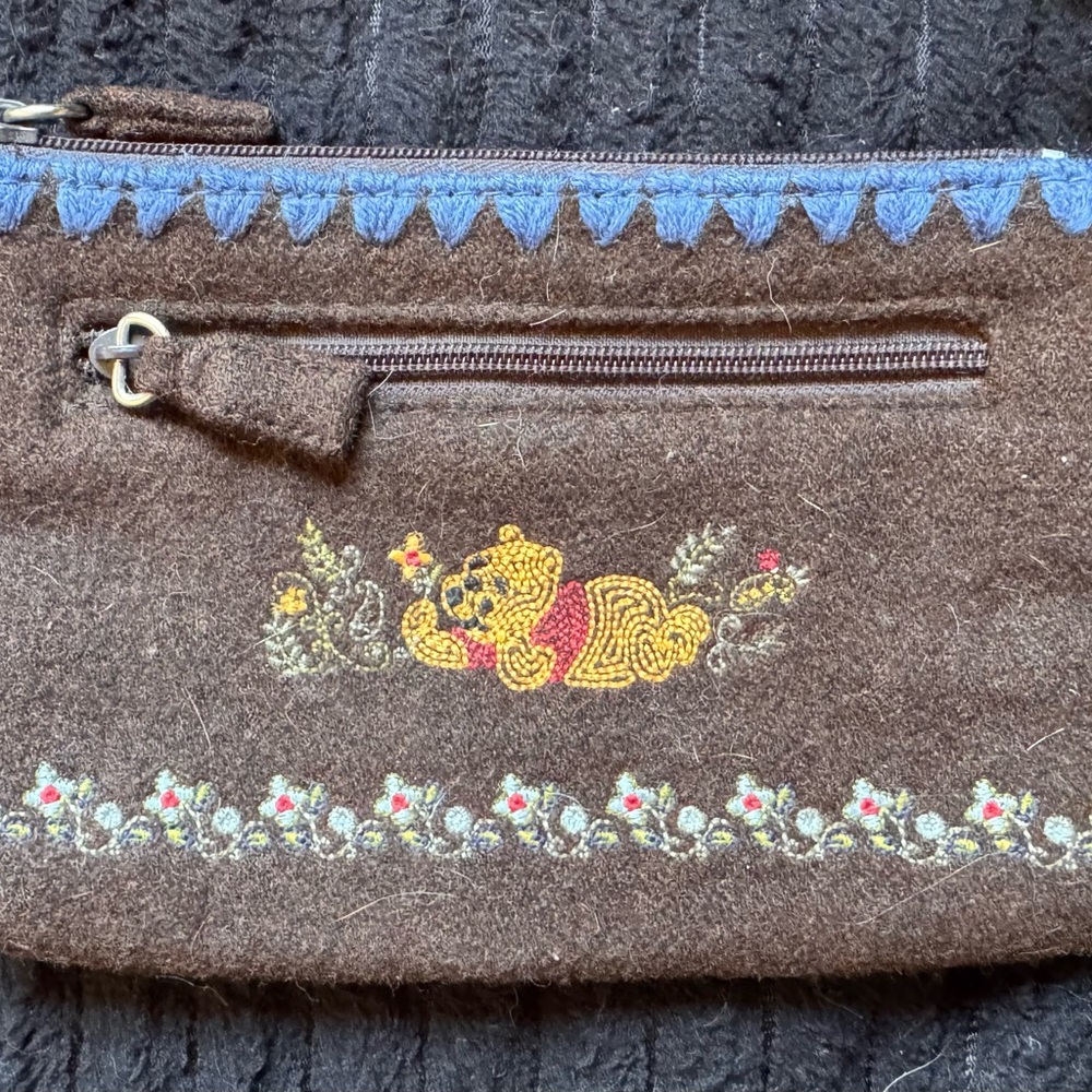 Disney Winnie the Pooh Brown Embroidered Pouch